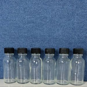 Lot of 6 Clear Boston Round Glass Bottles 30ml 1oz ⚡️BUNDLE AND SAVE!⚡️